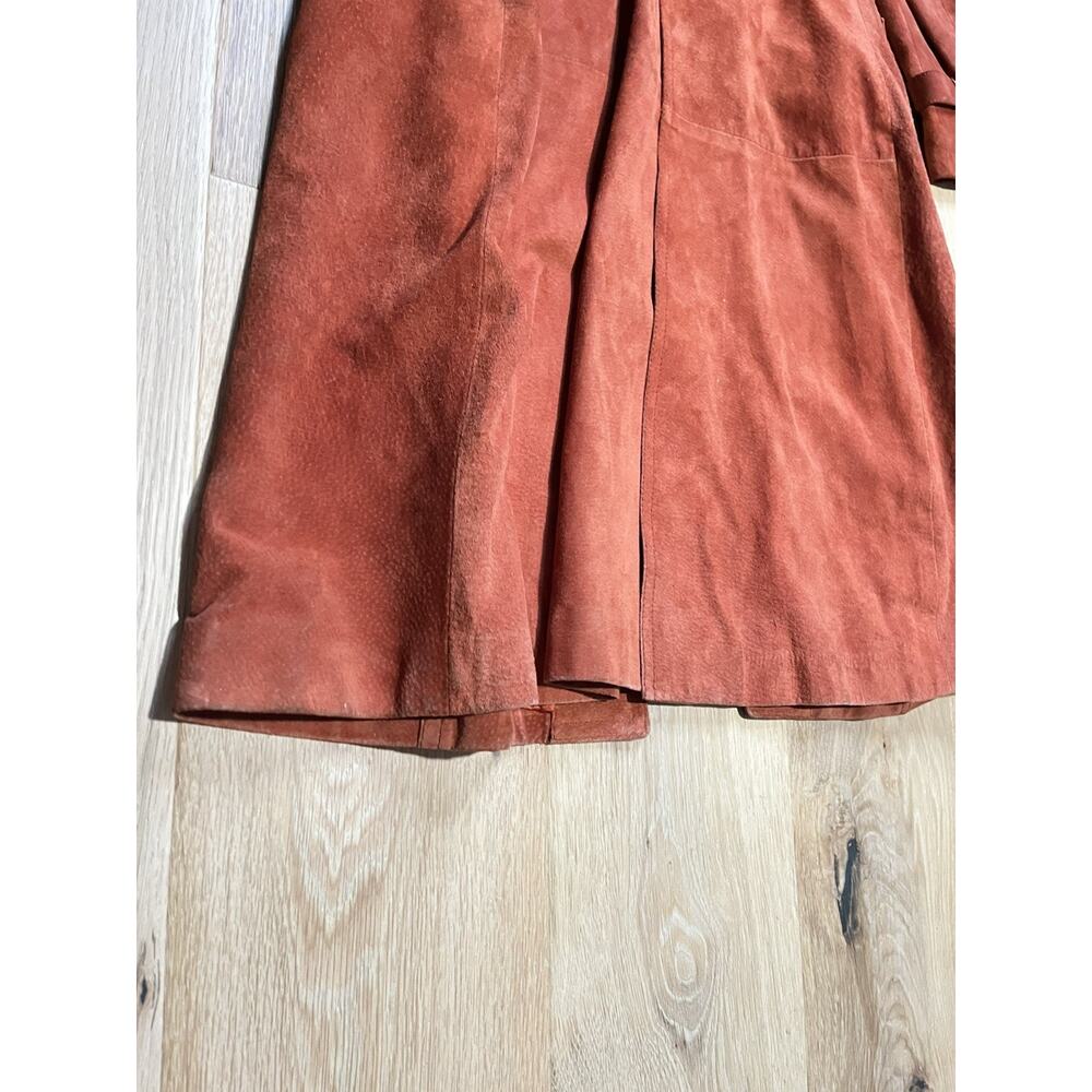 1970s Vintage Cognac Suede Leather Duster Coat Sz 10 Made in Brazil Streetwear - Picture 11 of 16
